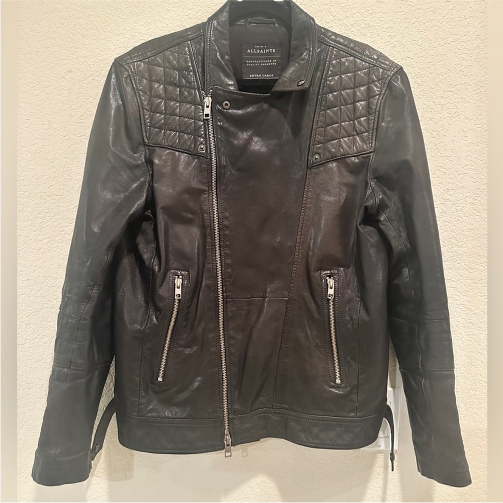 All Saints men’s leather jacket size extra large leather, biker jacket